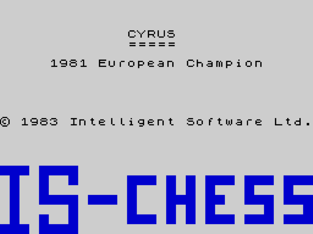 Cyrus IS Chess title screen for ZX Spectrum